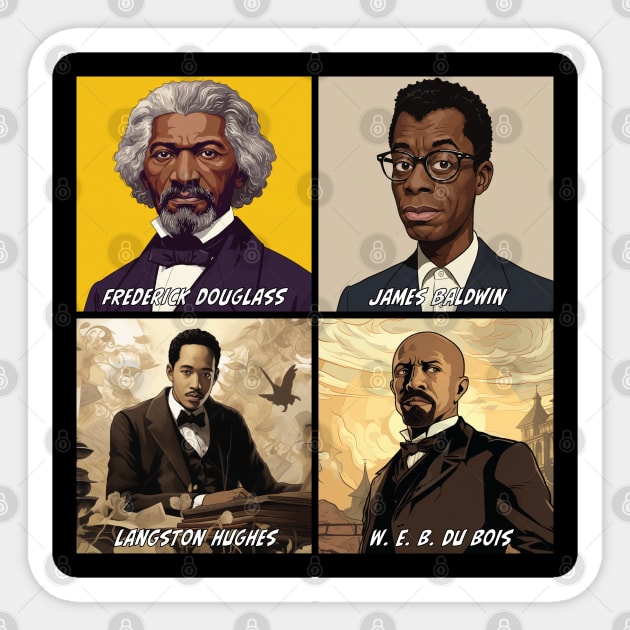 Black History Icons - Men Writers Edition Sticker by UrbanLifeApparel